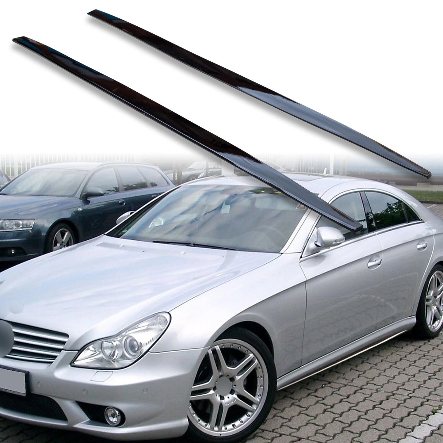 Side Skirt Extension Panel Lip for Mercedes Benz C219 (2006-2010)