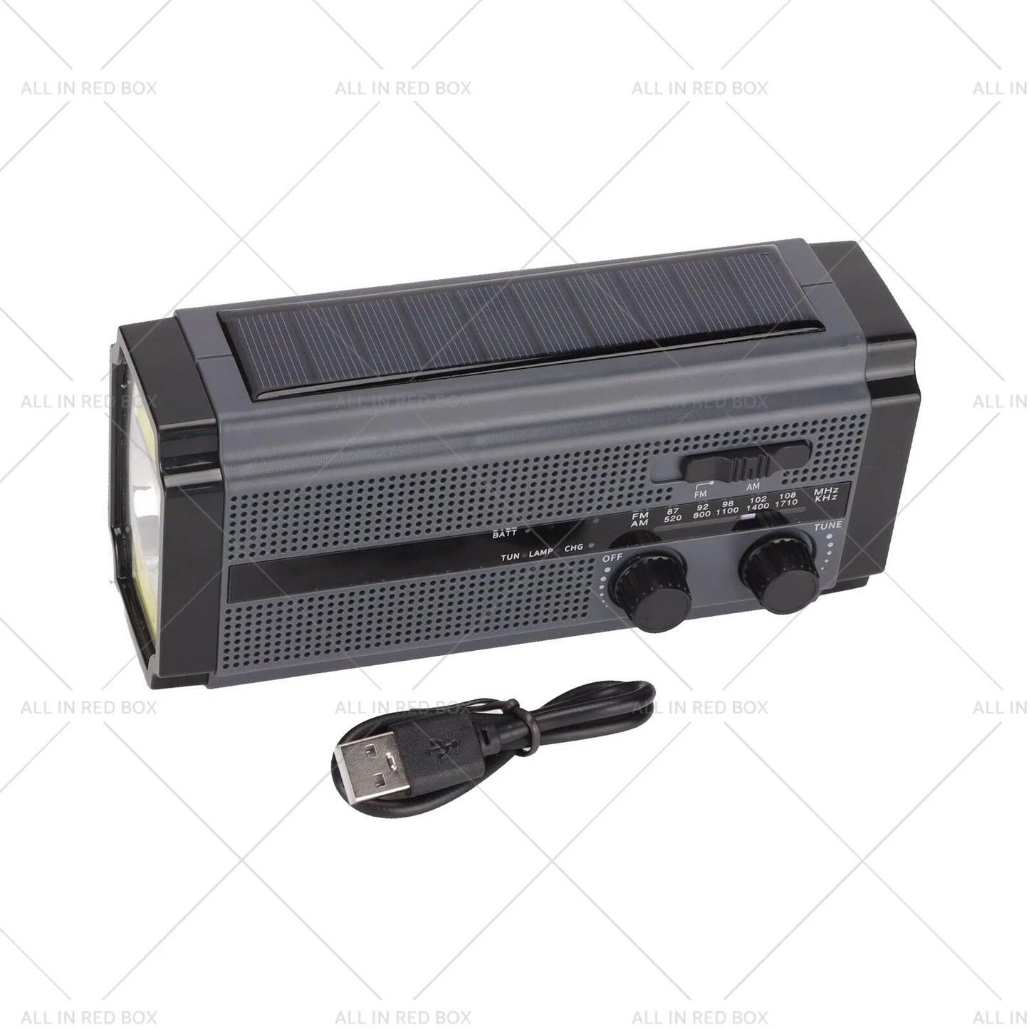 5000mAh Solar Hand Crank Emergency Radio & Flash Light for Black