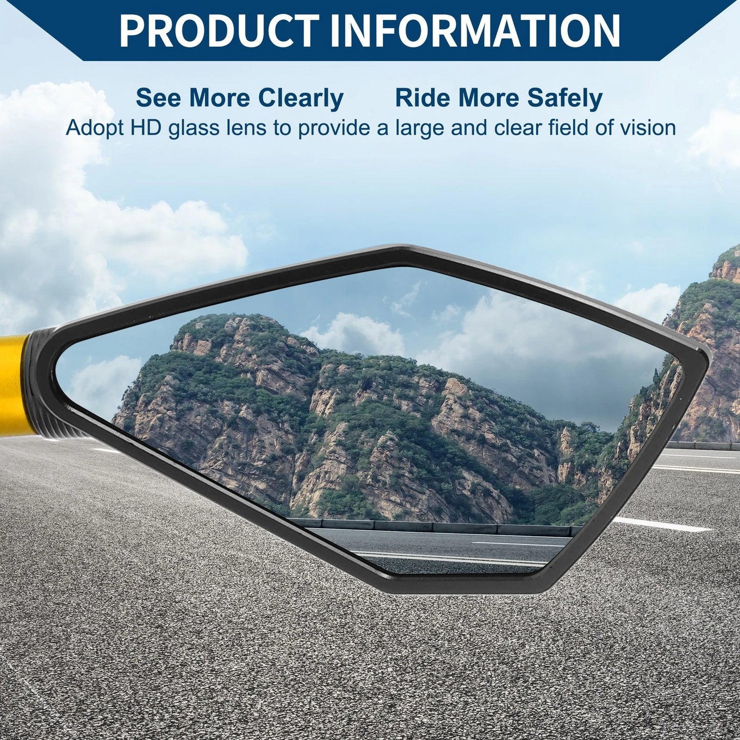 M8/M10 1x Prismatic Shape Black Gold Tone Rear View Mirrors for M8/M10