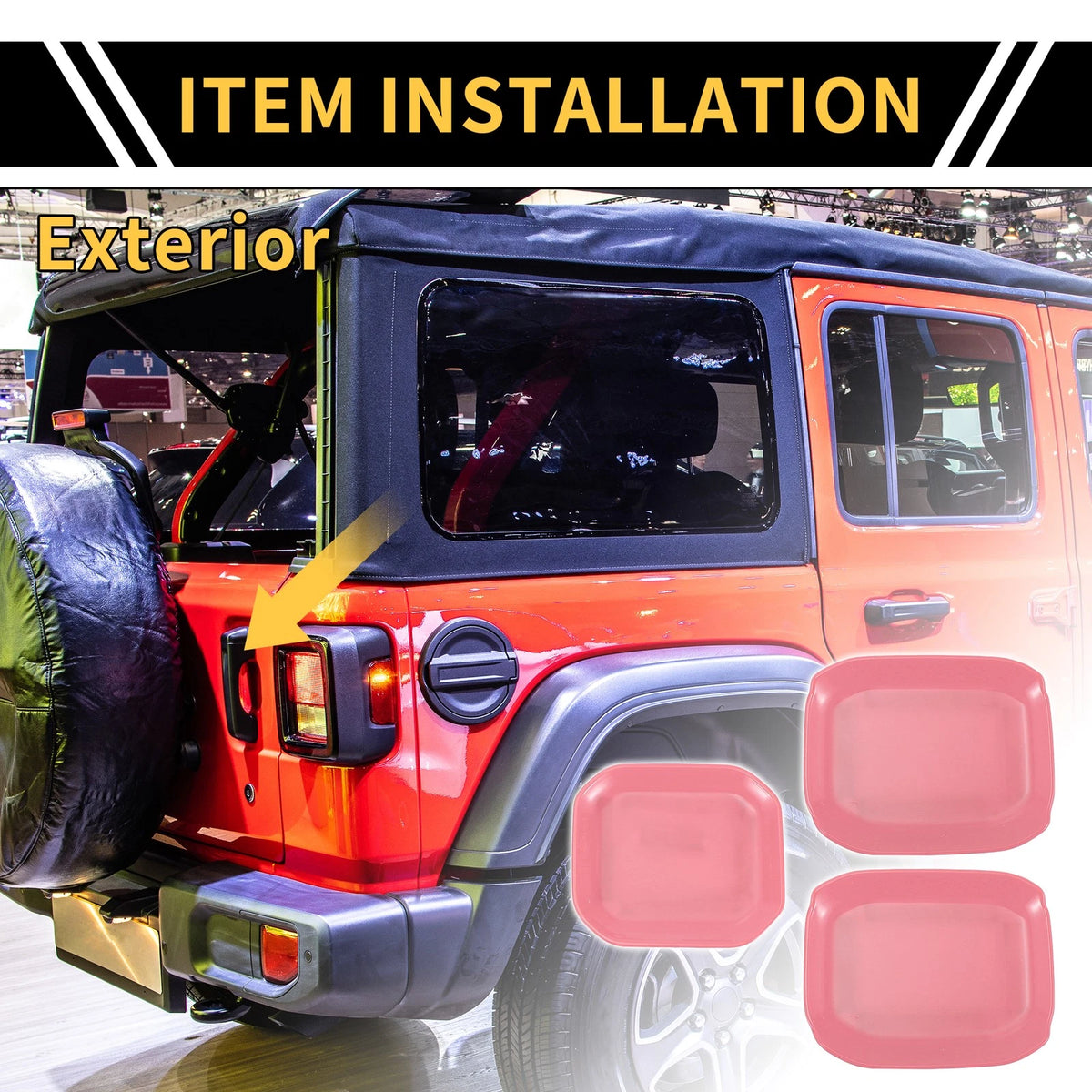 Pink Exterior Door Handle Bowl Cover Trims for Jeep Gladiator (2020-2024)