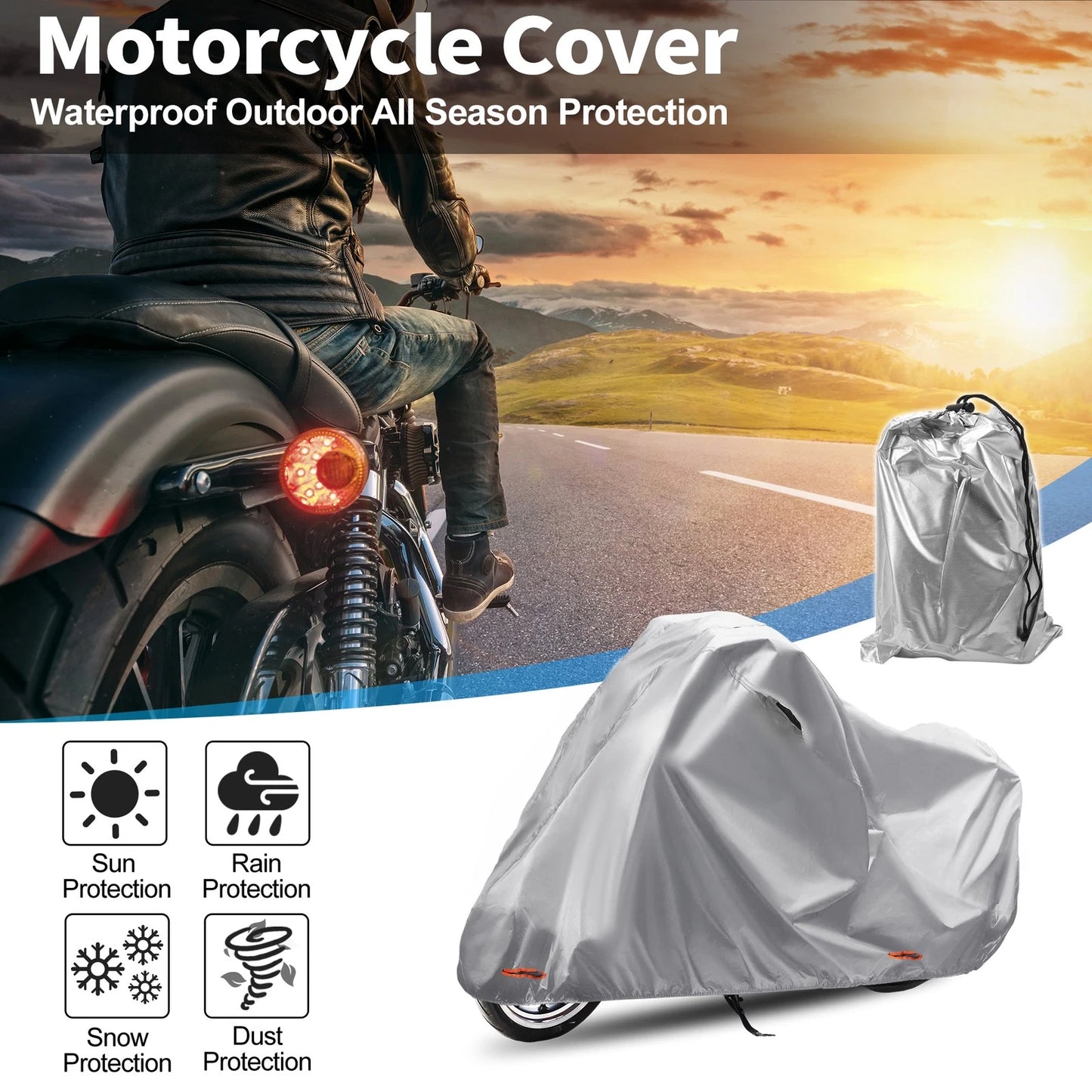Motorcycle Cover 210D-PU Grey for Kawasaki Ninja 400 (2018–2023)