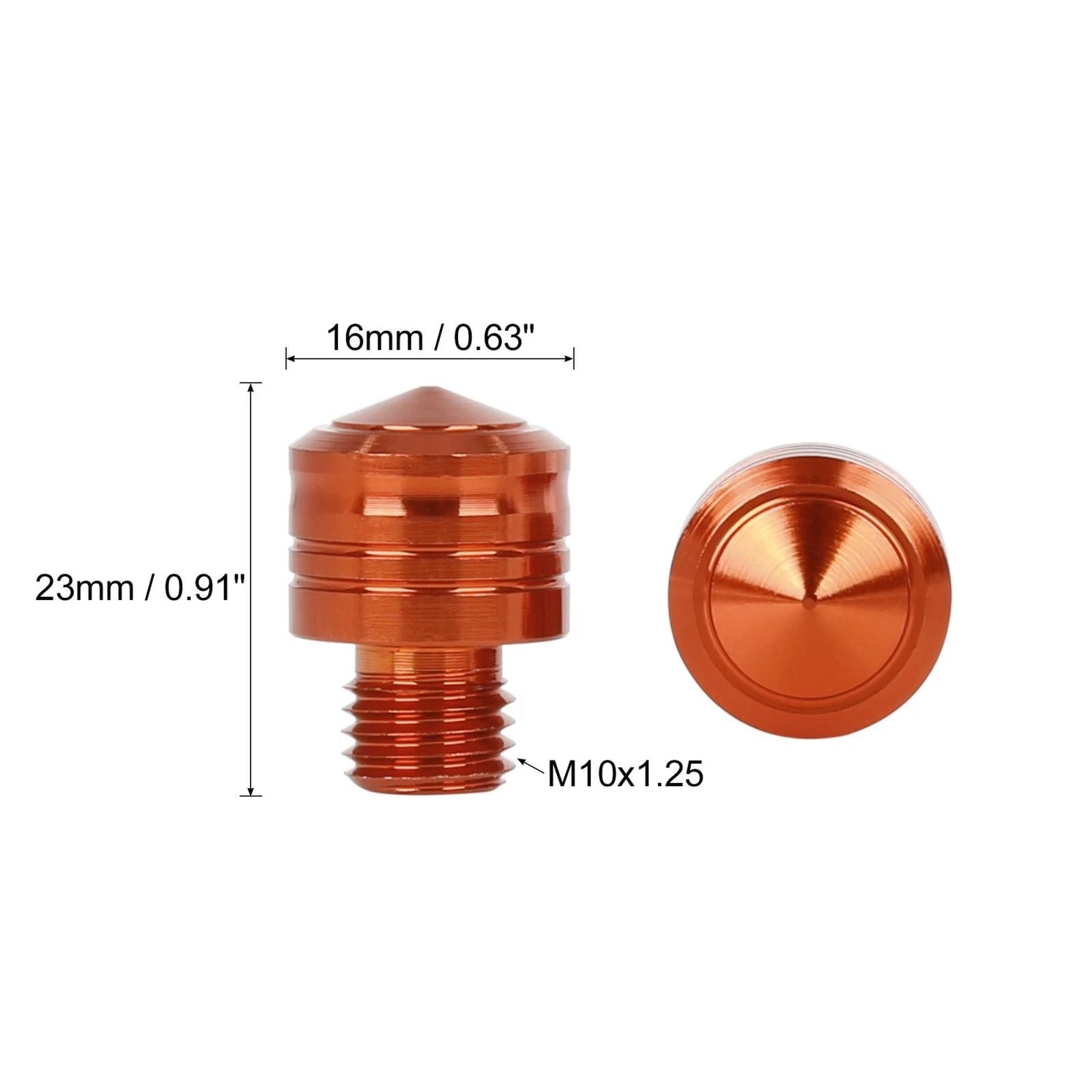 2 x 10mm Mirror Hole Plugs Orange Universal for Motorbike Motorcycle