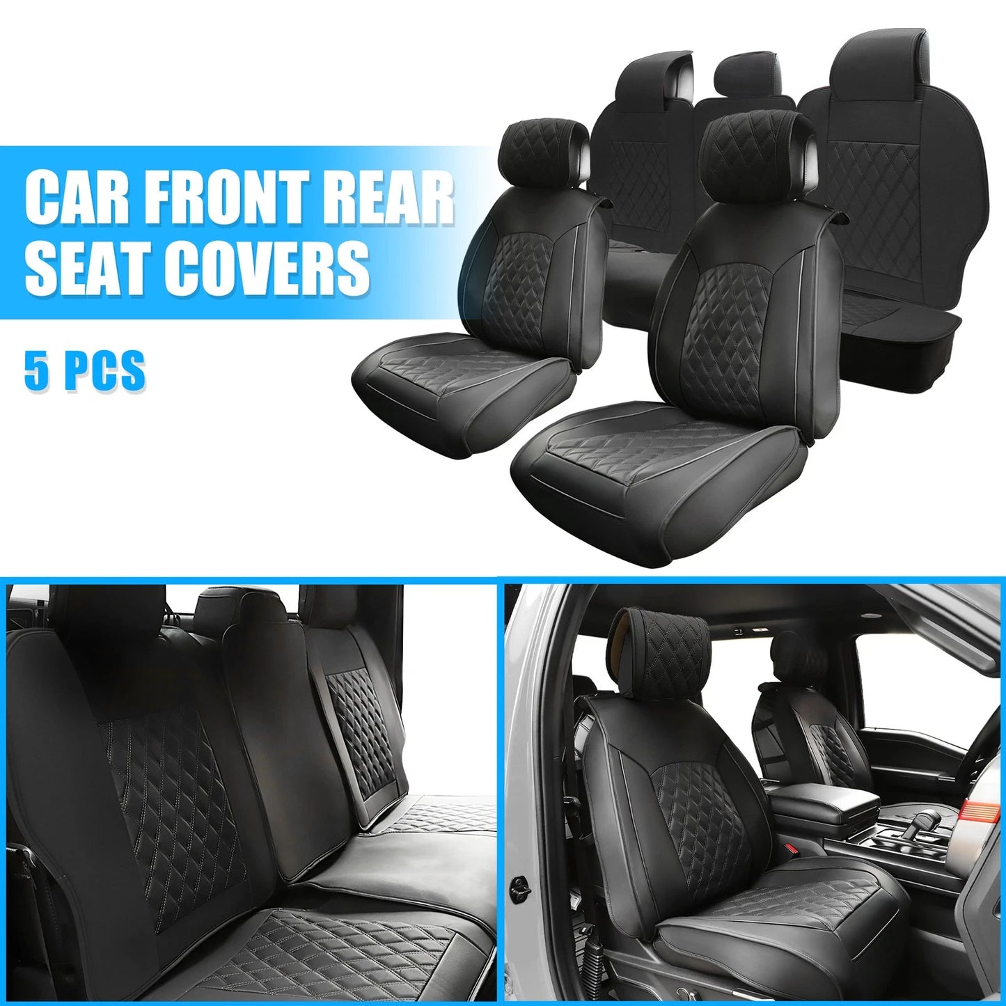 Seat Covers 5 Pcs for GMC Sierra 1500 Black