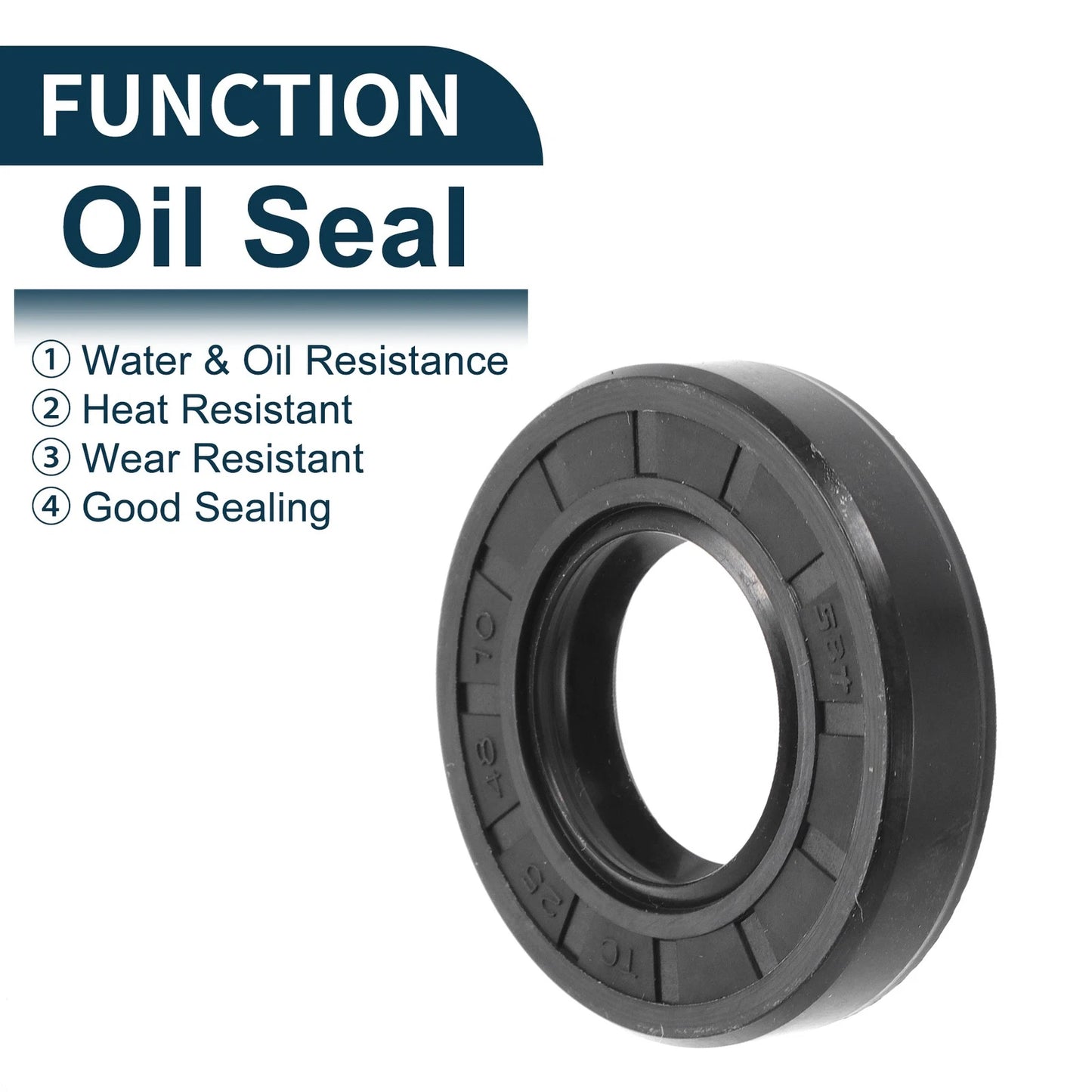 5 x Oil Seal Rotary Shaft Seal NBR Rubber 25x48x10mm Black