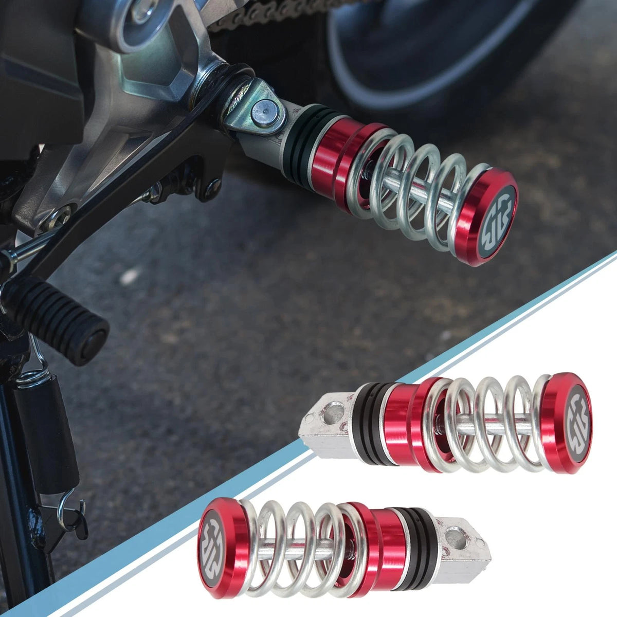 Pair 8mm Metal Motorcycle Rearsets Rear Set Footpeg Red Black for Motorcycle