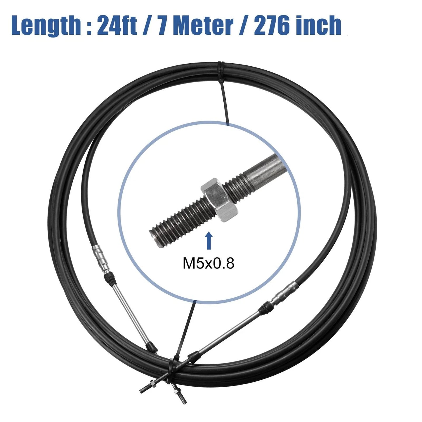 1pcs 24ft Marine Type Shift Remote Control Box Cable for Yamaha Black