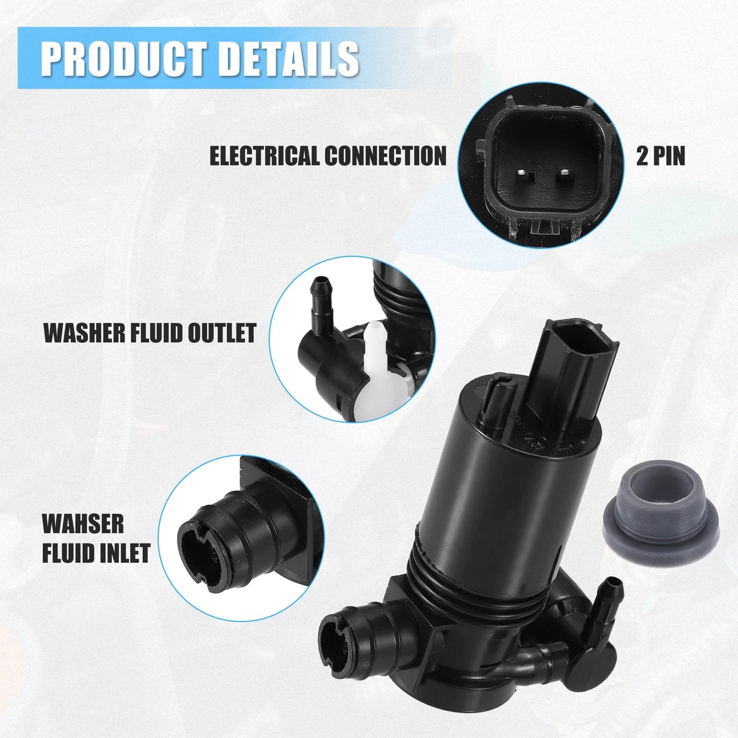 Windshield Washer Pump for Ford B-Max 2011-2015 - Black (2011-2015)