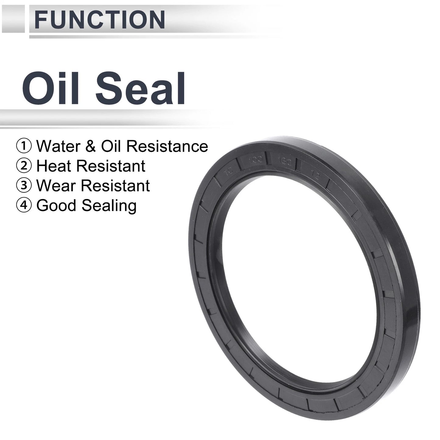 Oil Seal 100x130x12mm NBR Rubber Rotary Shaft Seal Black 5 Pcs
