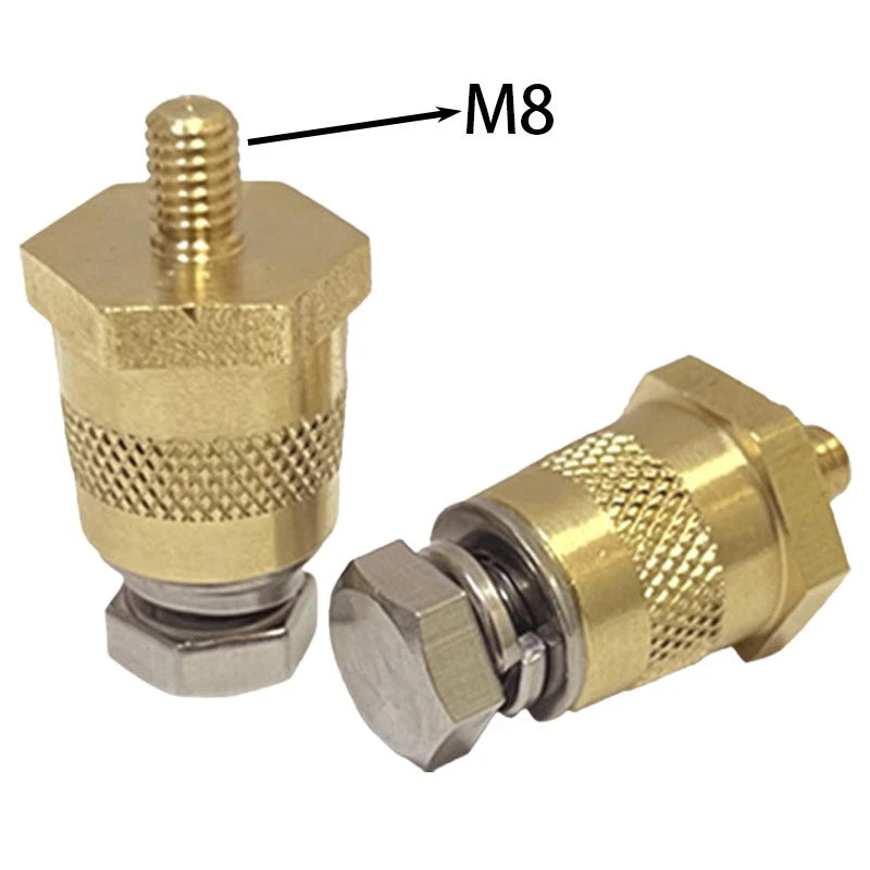 Brass M8 Battery Terminal Connector with Screws for Universal Fit