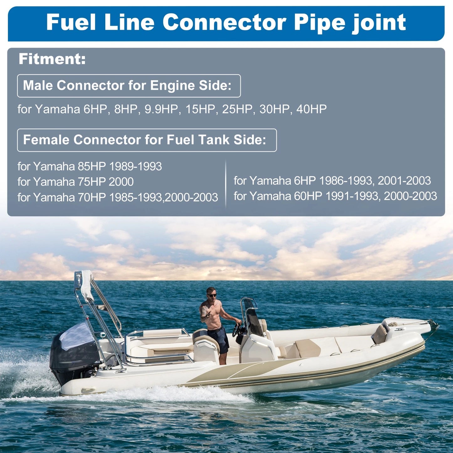 1/4" Marine Fuel Line Connector for Yamaha 6HP 8HP 9.9HP