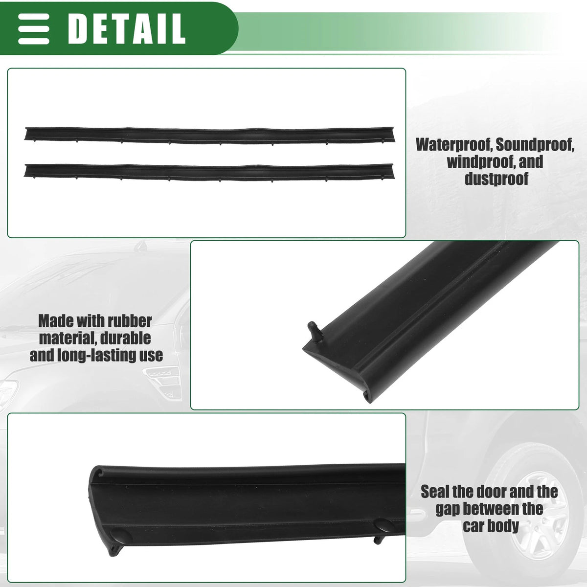 Car Window Weatherstrip for Ford F-250 (1997-2007) Black Rubber