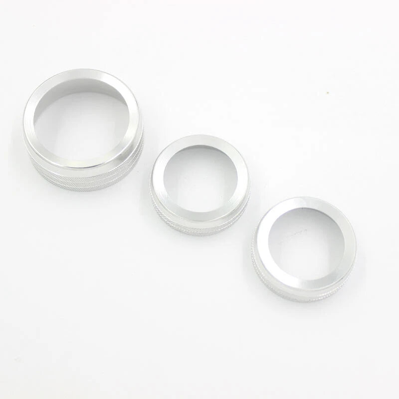 Silver Aluminum AC Radio Switch Knob Trim Bezels for Dodge Challenger 2015-2019