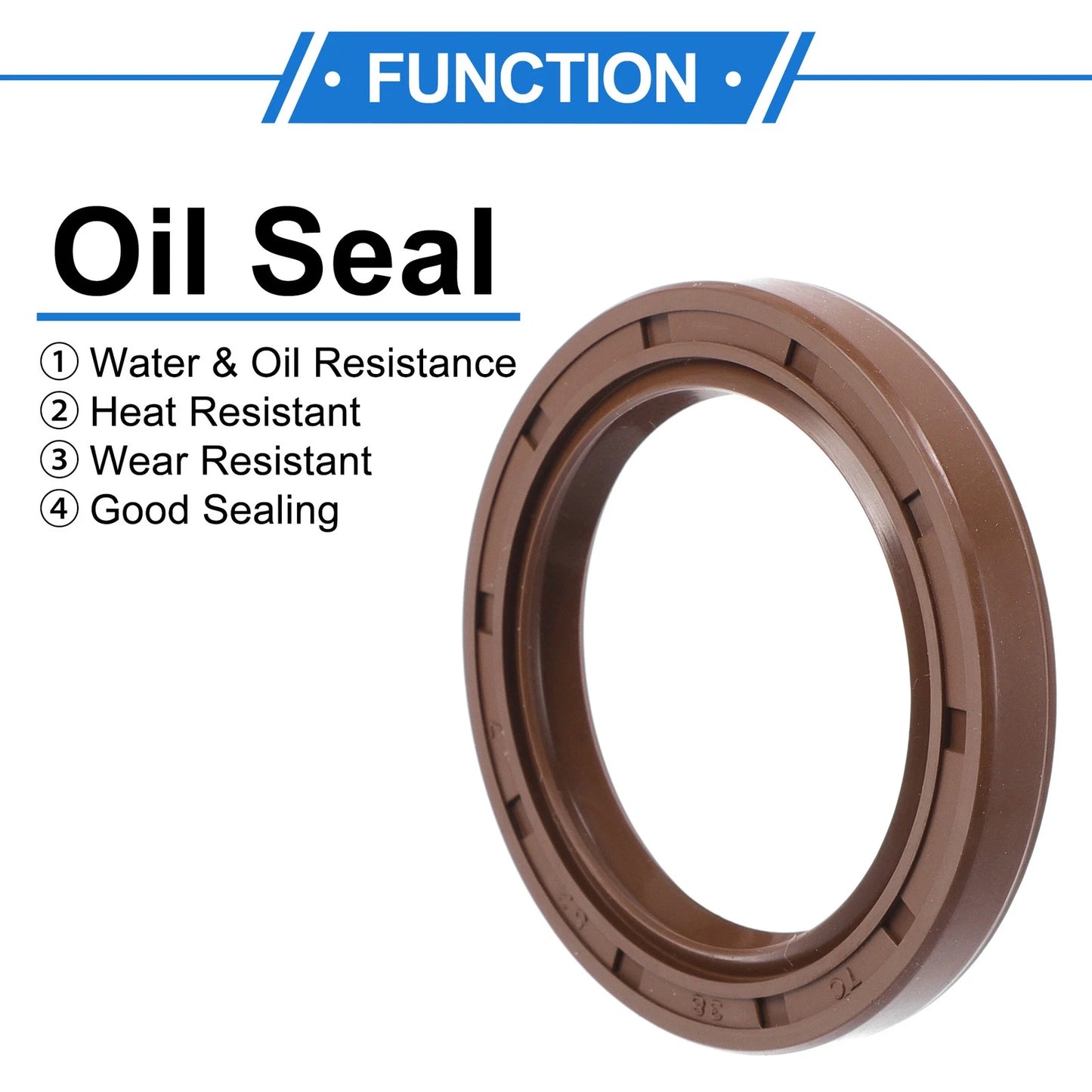 Oil Seal 38x52x7mm FKM Brown 2 Pcs