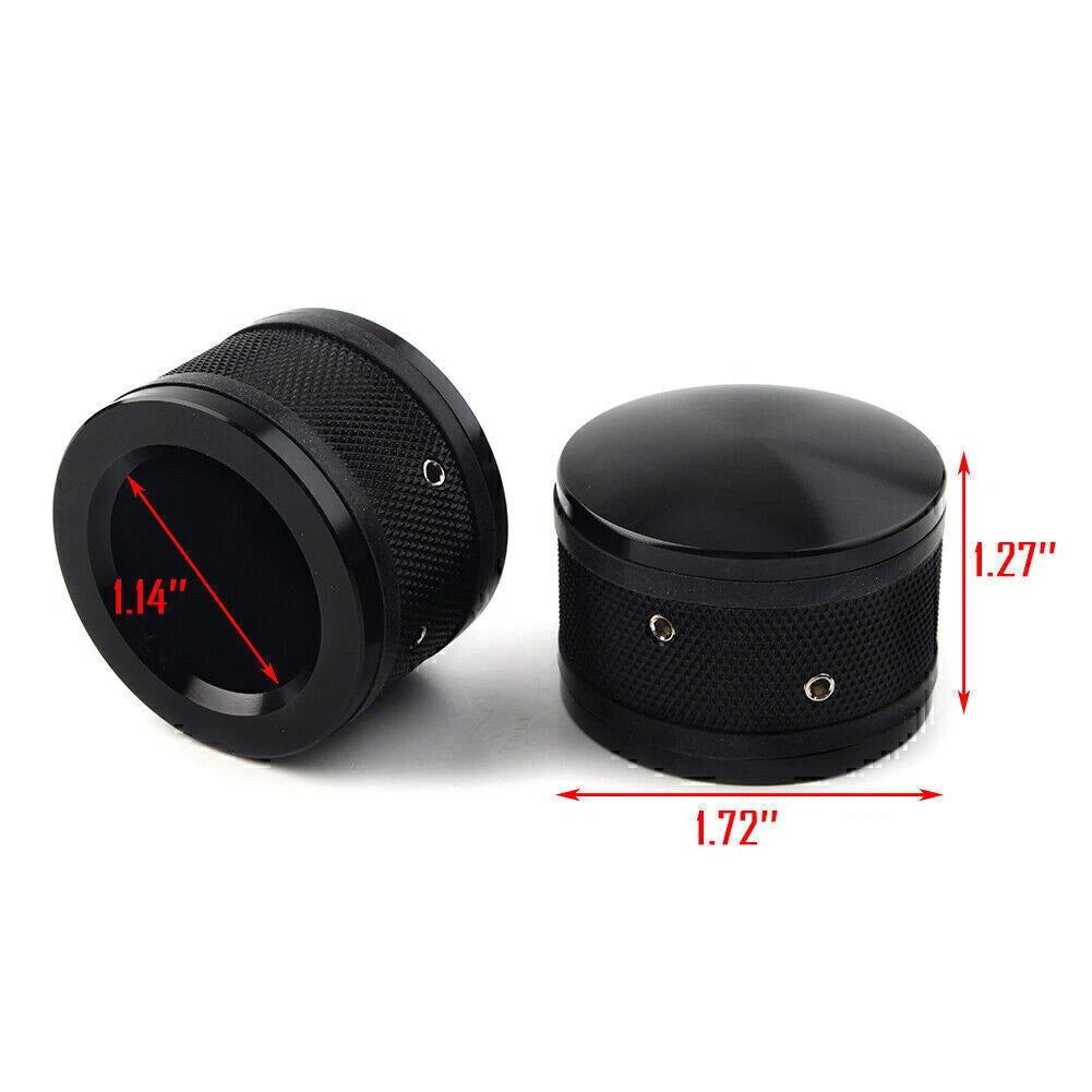 Black CNC Front Axle Nut Cover Caps for Harley Sportster Softail Road King