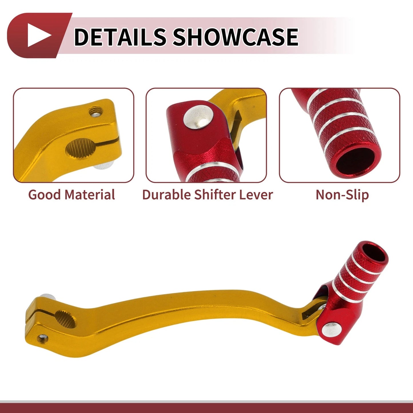 Folding Motorcycle Gear Shifter Lever Gold Tone Red Silver Tone for Kayo T6