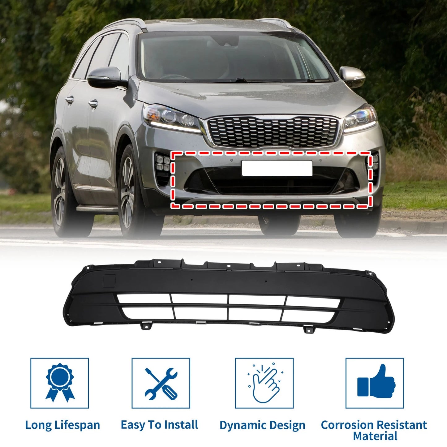 Lower Front Bumper Grille for Kia Sorento (2015-2017) 1 Pcs