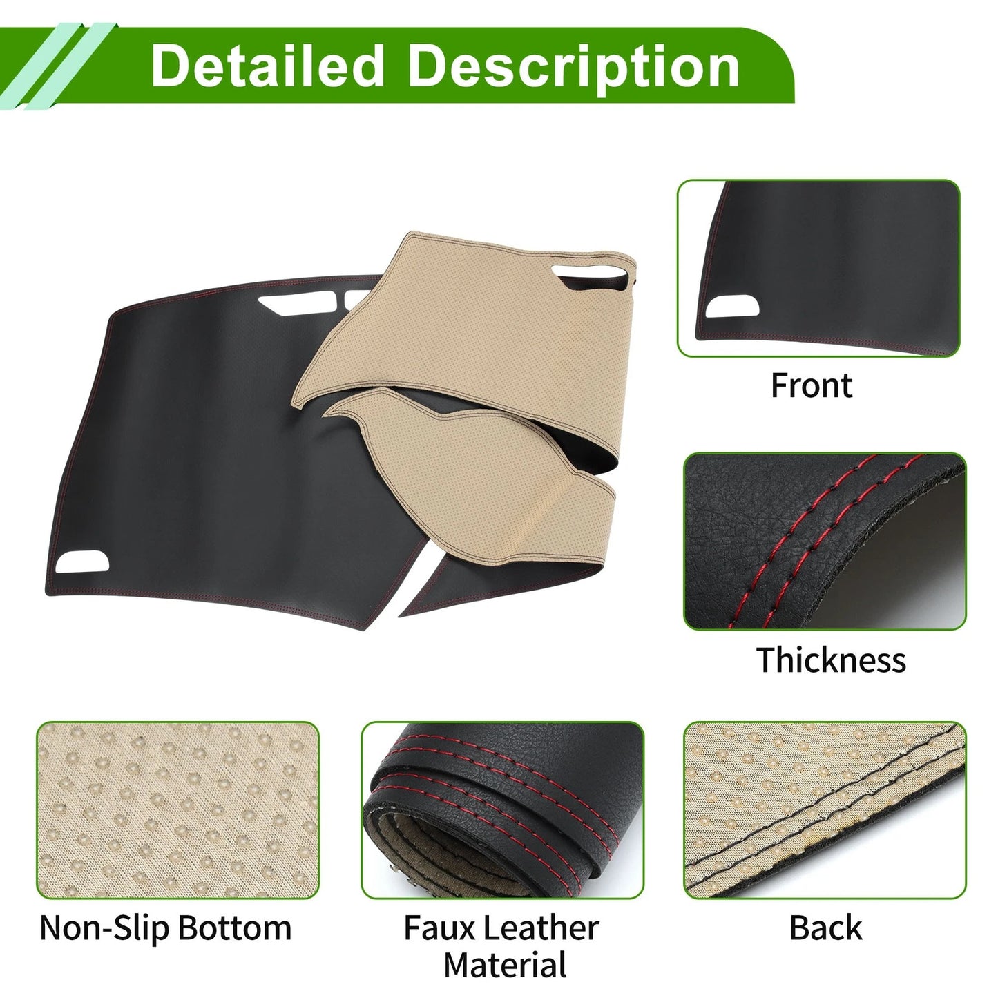 Dashboard Cover Mat for Honda Civic (2012-2015) Black Red