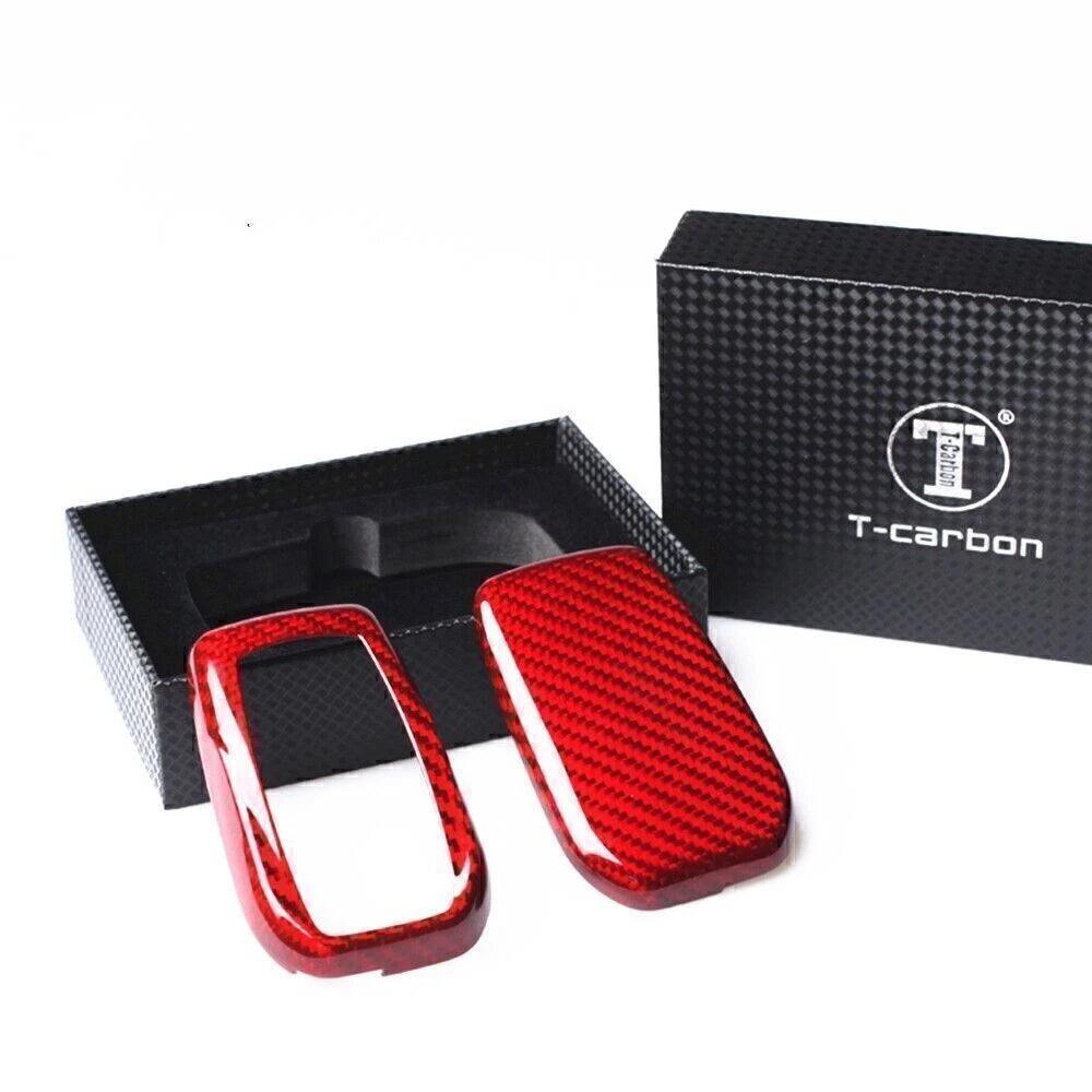 Red Carbon Fiber Smart Key Case for Toyota Fortuner Hilux Prado (2015-2023)