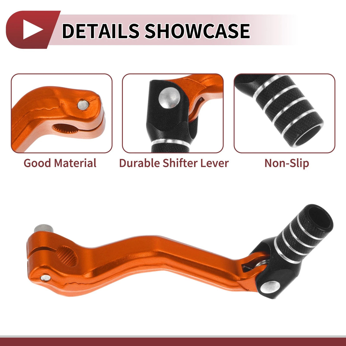 Folding Motorcycle Gear Shifter Lever Orange Black Silver Tone 1 Pc for Kayo T2