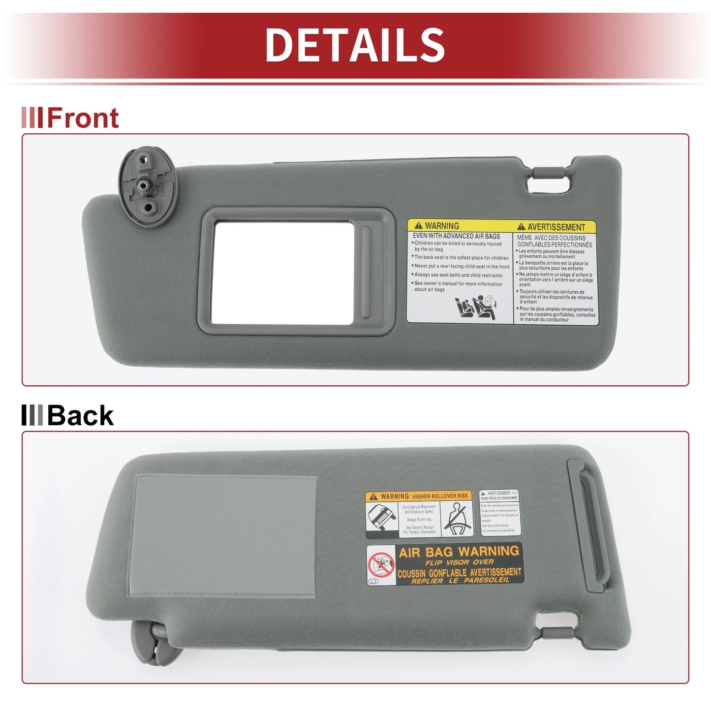 Left Car Sun Visor with Mirror for Toyota Tacoma (2005-2011)