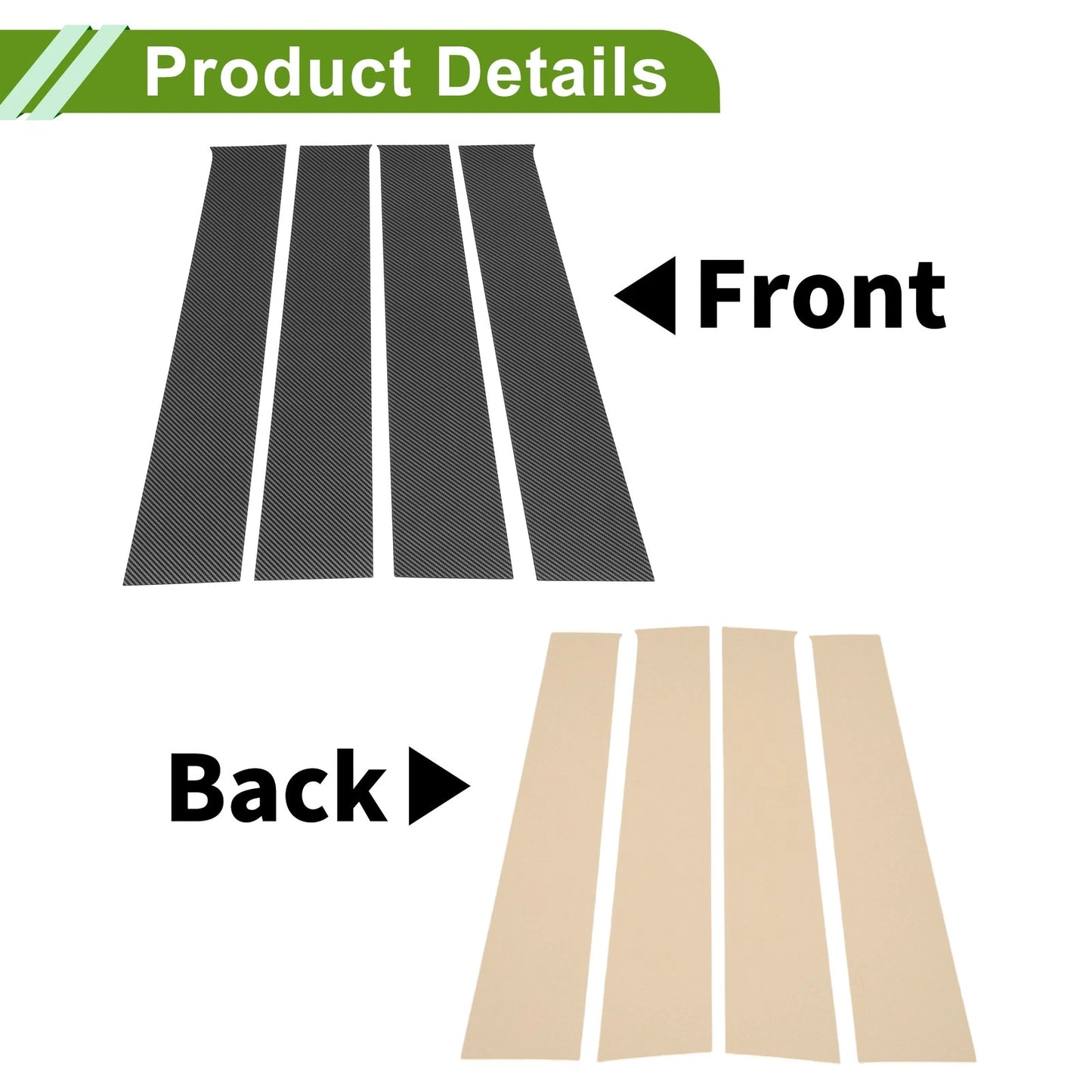 4 Pcs Pillar Window Trim for Dodge Ram (2009 - 2018) CF Pattern Black