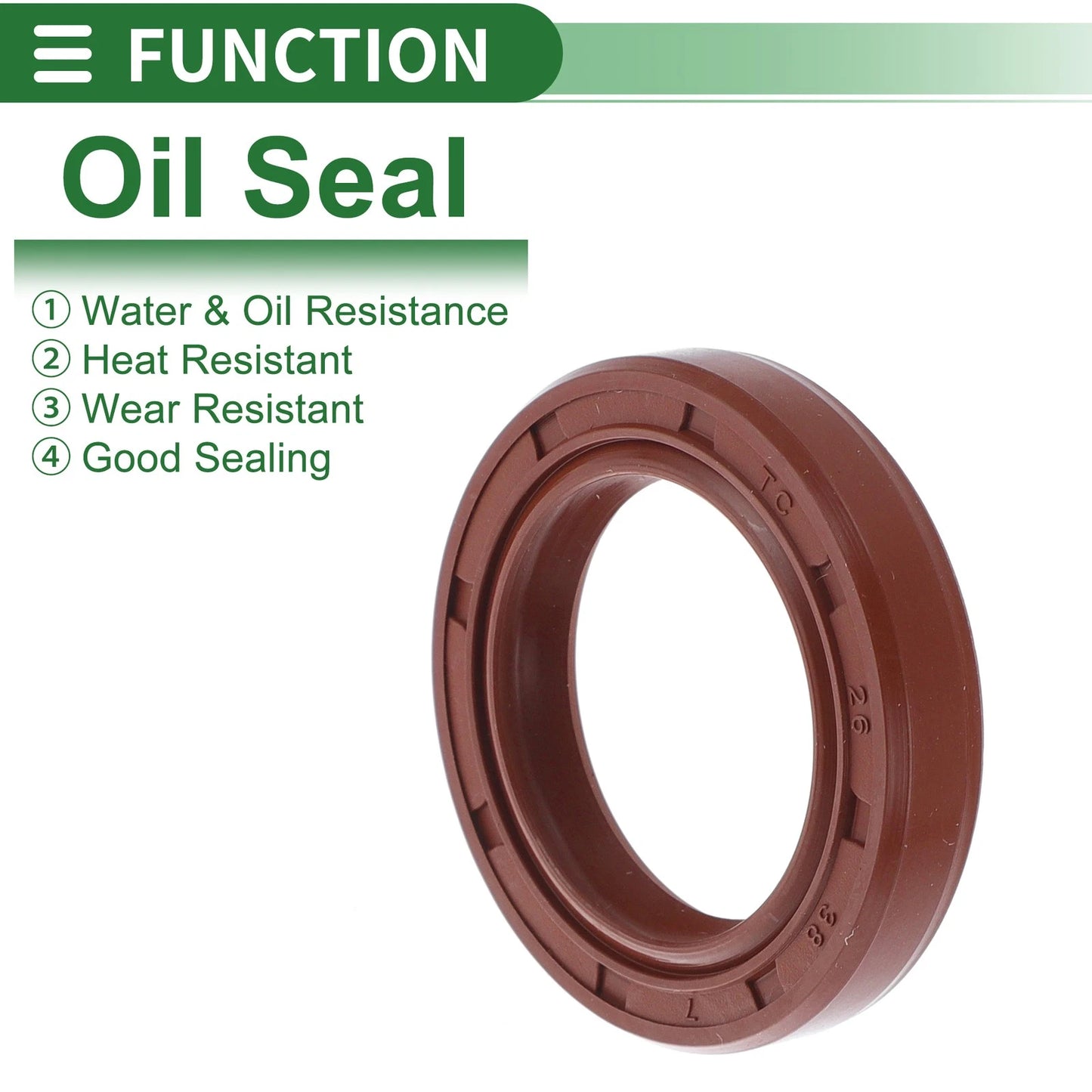 Oil Seal 26x38x7mm 5 Pcs Rotary Shaft Seal FKM Rubber Brown