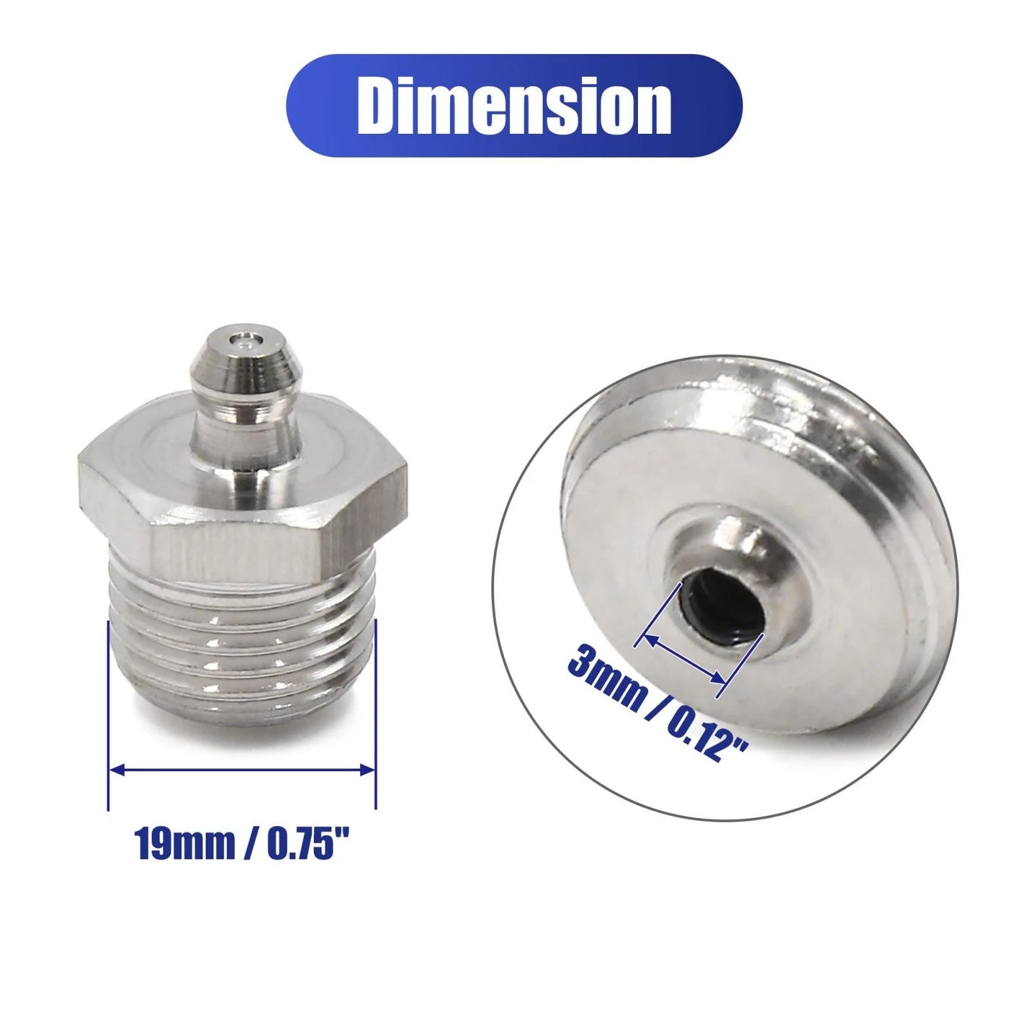 2 x M16 x 1.5 Thread Grease Zerk Fitting for Motorcycle Car