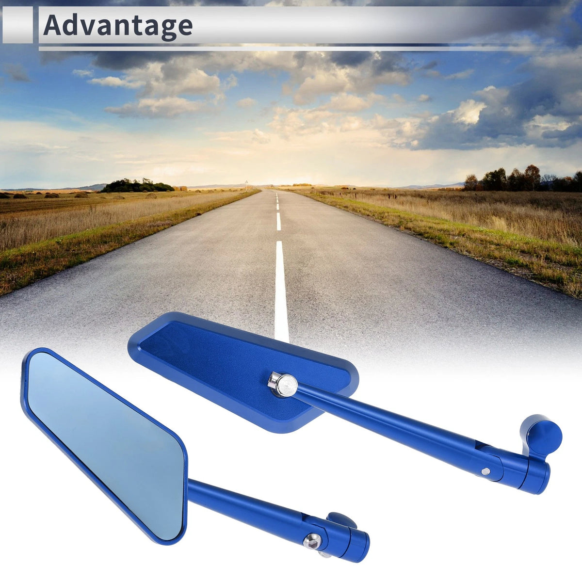 M8/M10 Rear View Mirrors Prismatic Blue Aluminum Alloy 1 Set for Motorcycle