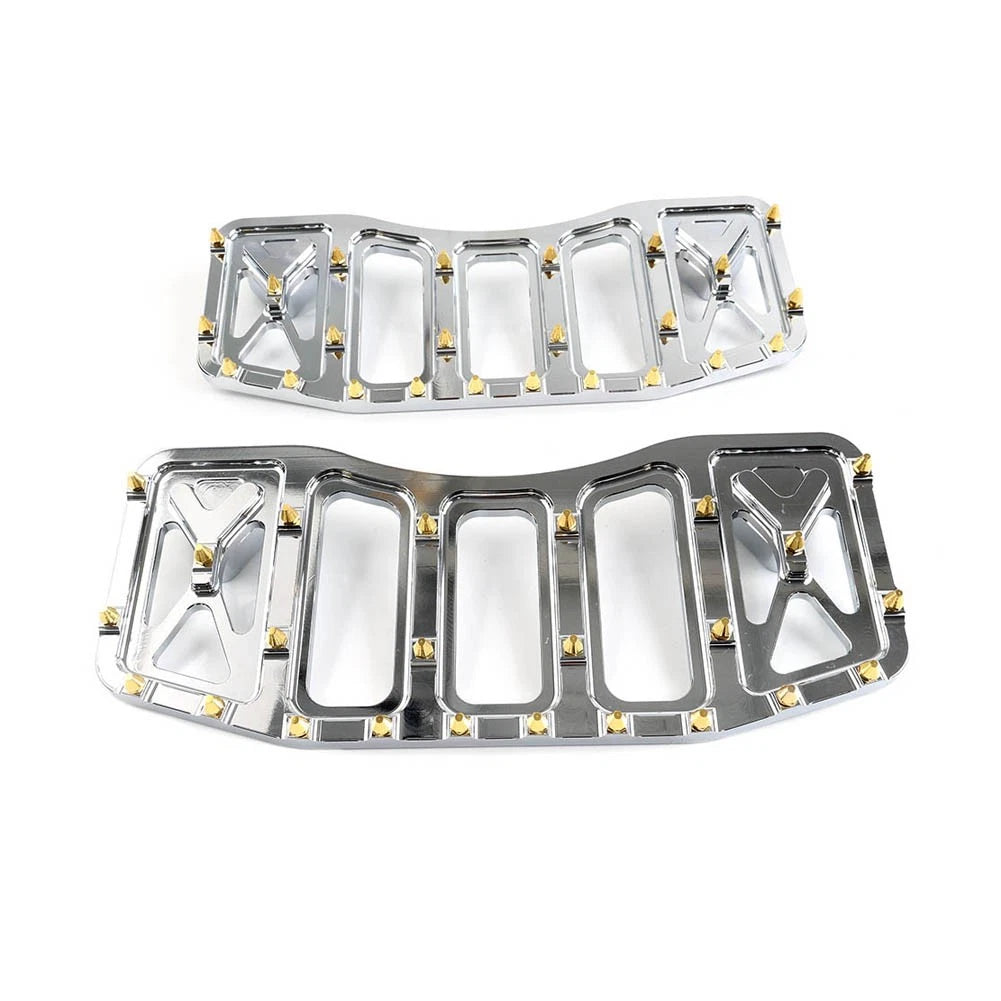 Chrome & Gold Foot Pegs for Harley Softail Touring Road Glide