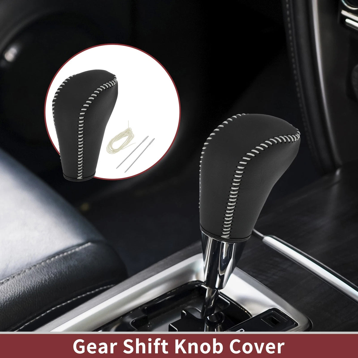 Gear Shift Knob Cover for BMW 3 Series E90 Black Beige Faux Leather