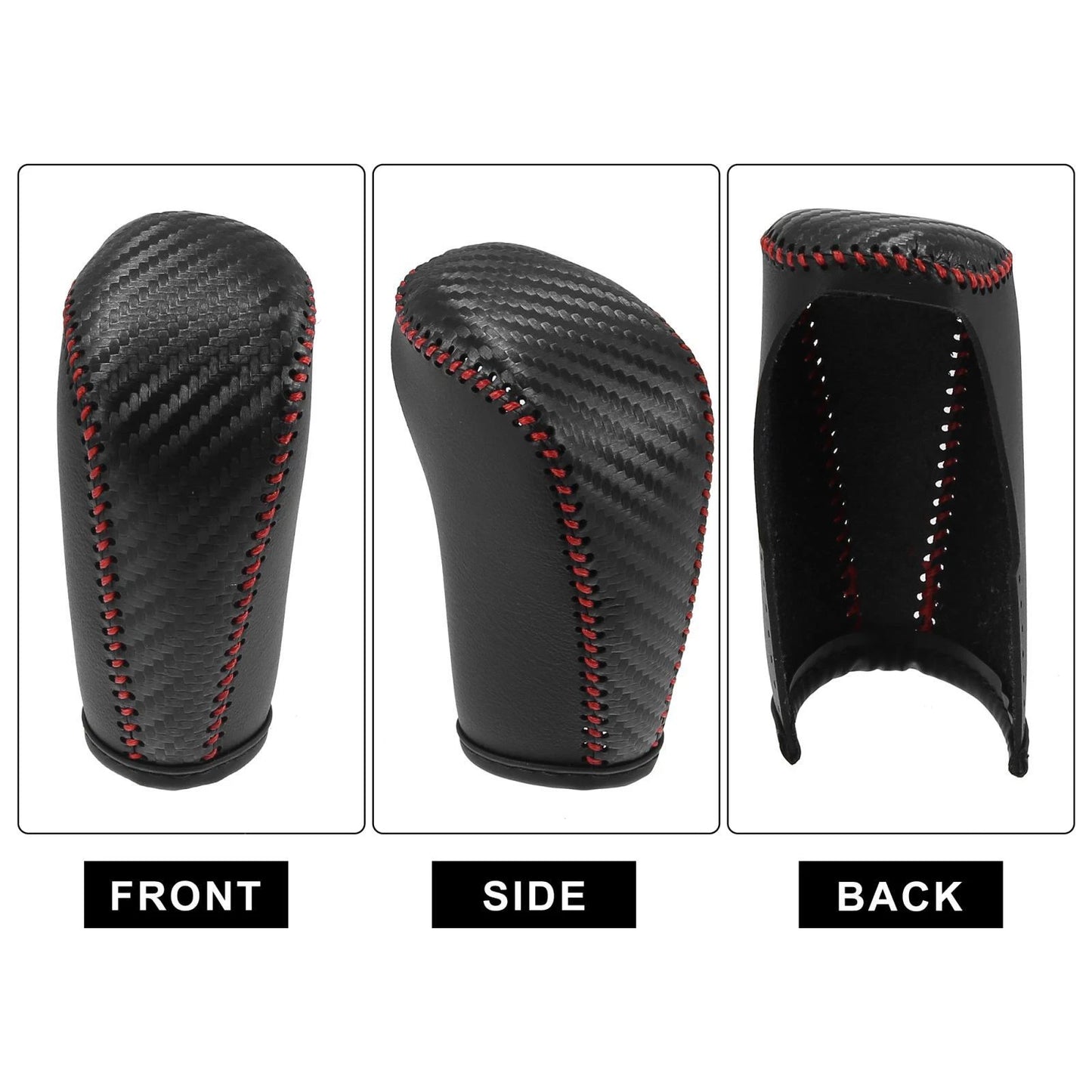Faux Leather Carbon Fiber Black Gear Shift Knob Cover for Nissan