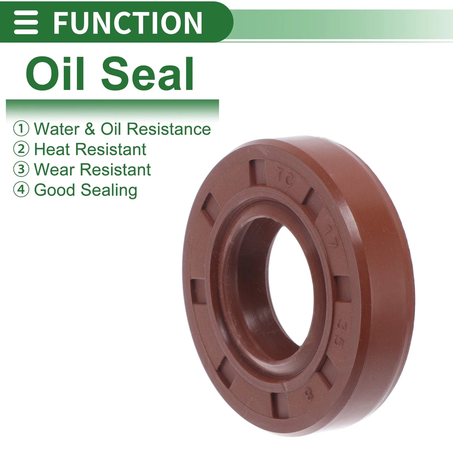 Oil Seal Rotary Shaft Seal 17x35x8mm FKM Brown 5 Pcs