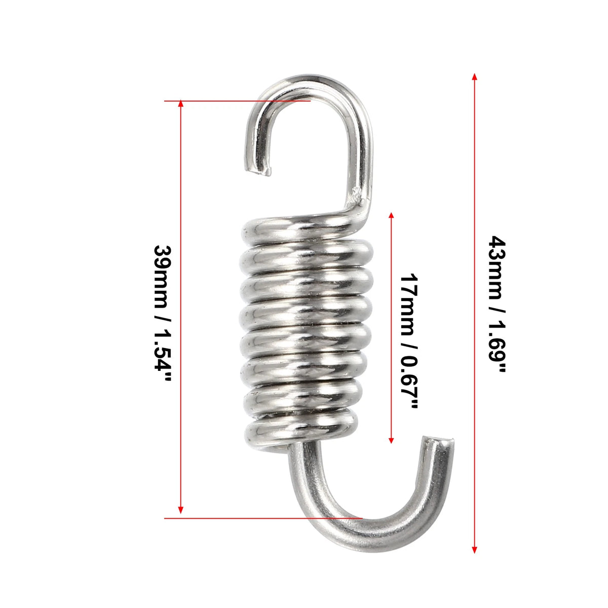 6 x 43mm 1.69" Motorcycle Muffler Exhaust Pipe Springs for Universal Silver Tone