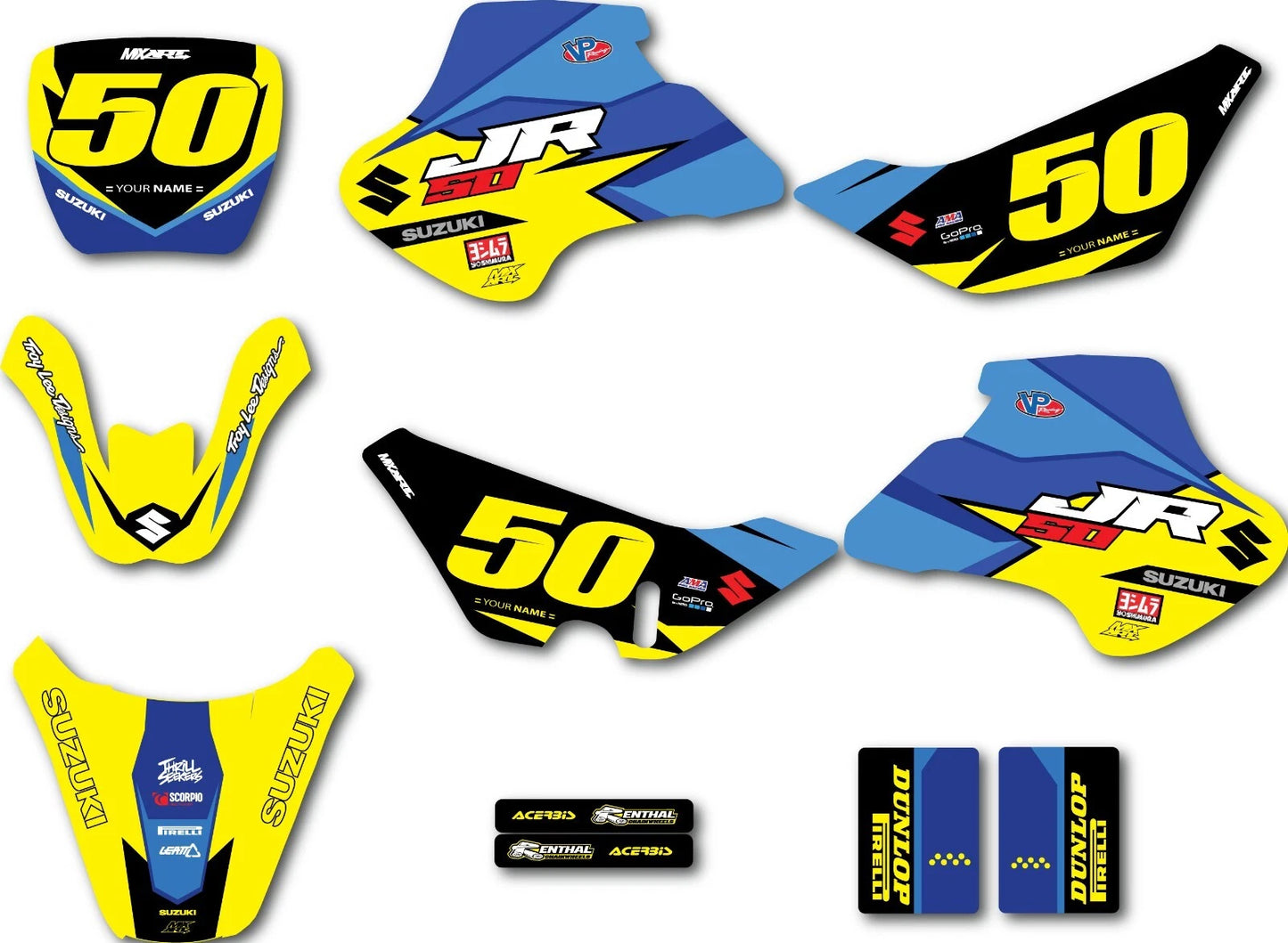 Custom Graphic Kit Decals for Suzuki JR 50 (2000-2003)