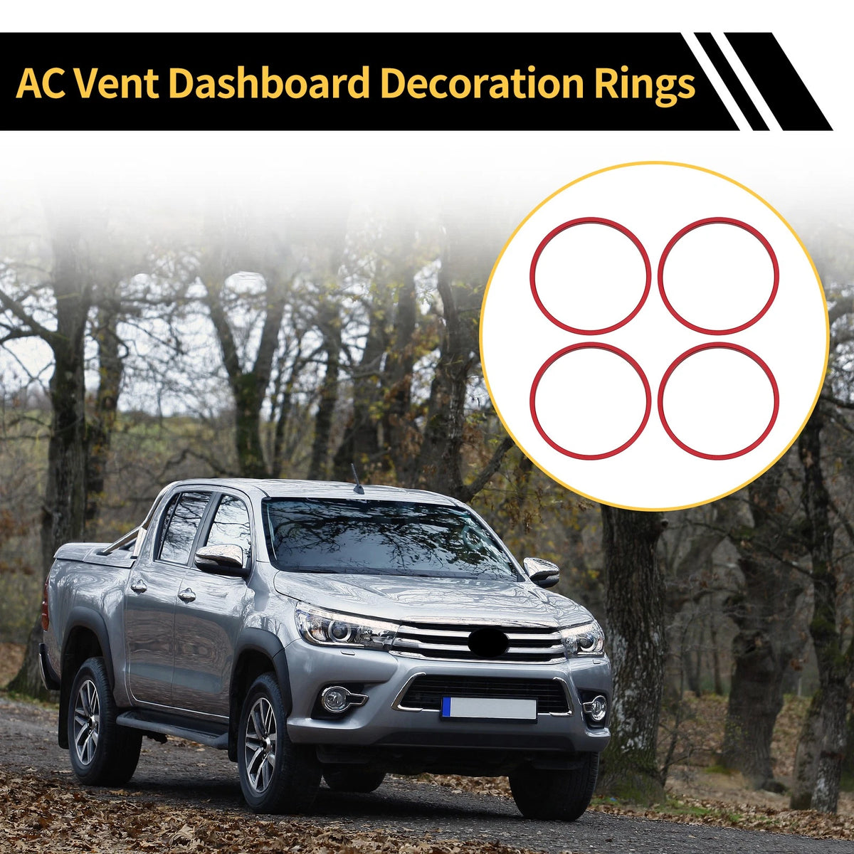 AC Vent Dashboard Decoration Rings Red for Toyota Tacoma (2016–2023)