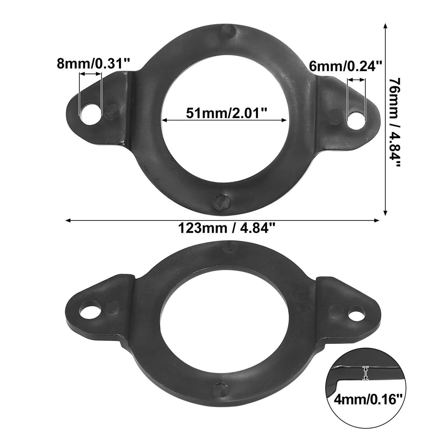 2 x Black Plastic Speaker Mounting Adapter Bracket Rings for Toyota/Subaru