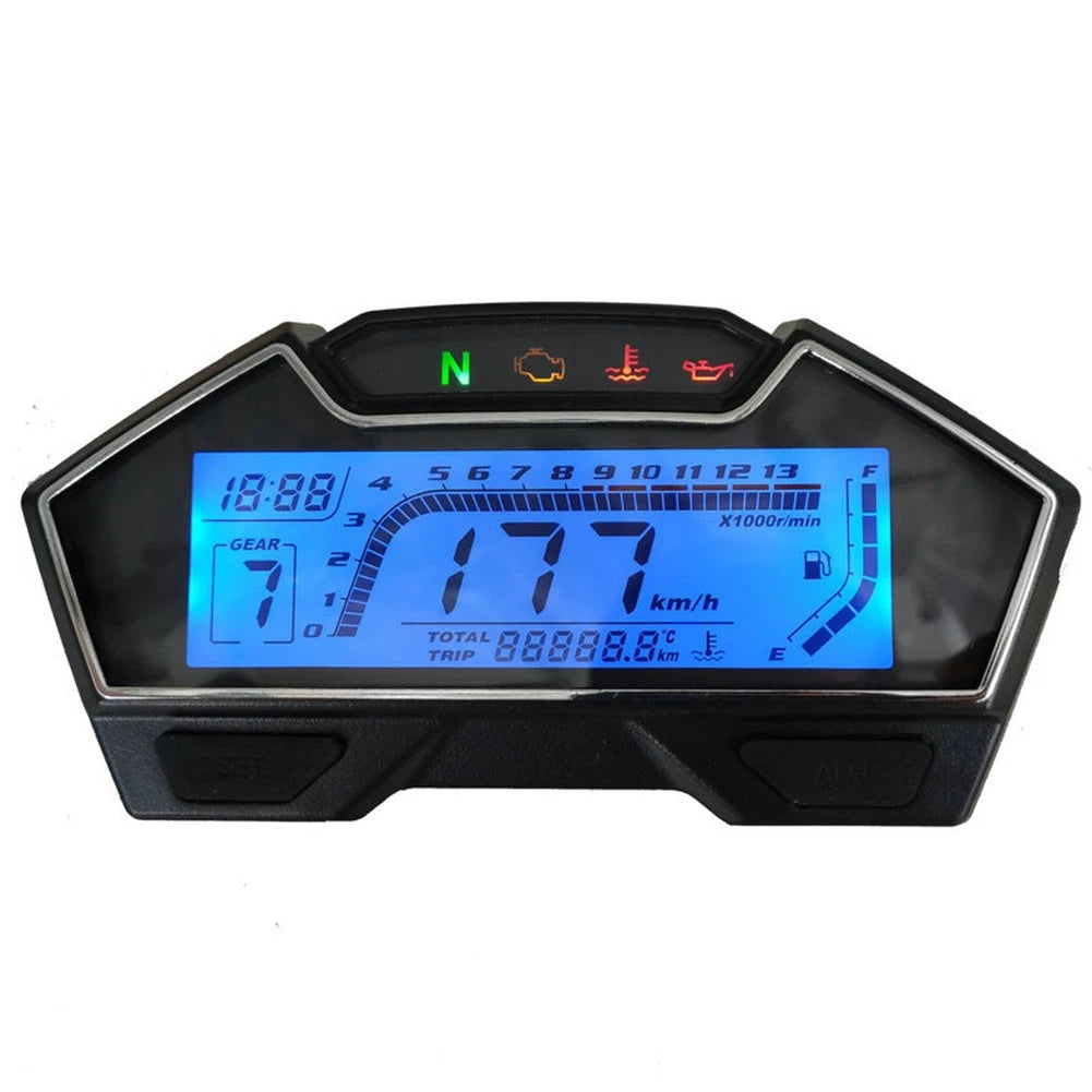 LCD Digital Motorcycle Odometer Speedometer Tachometer Gauge for Universal