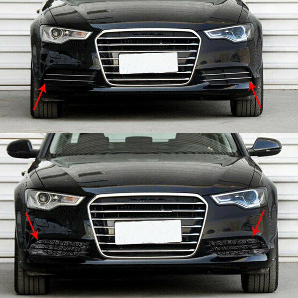 Honeycomb Style Mesh Fog Light Grille Cover for Audi A6 C7 Sedan (2012-2015)