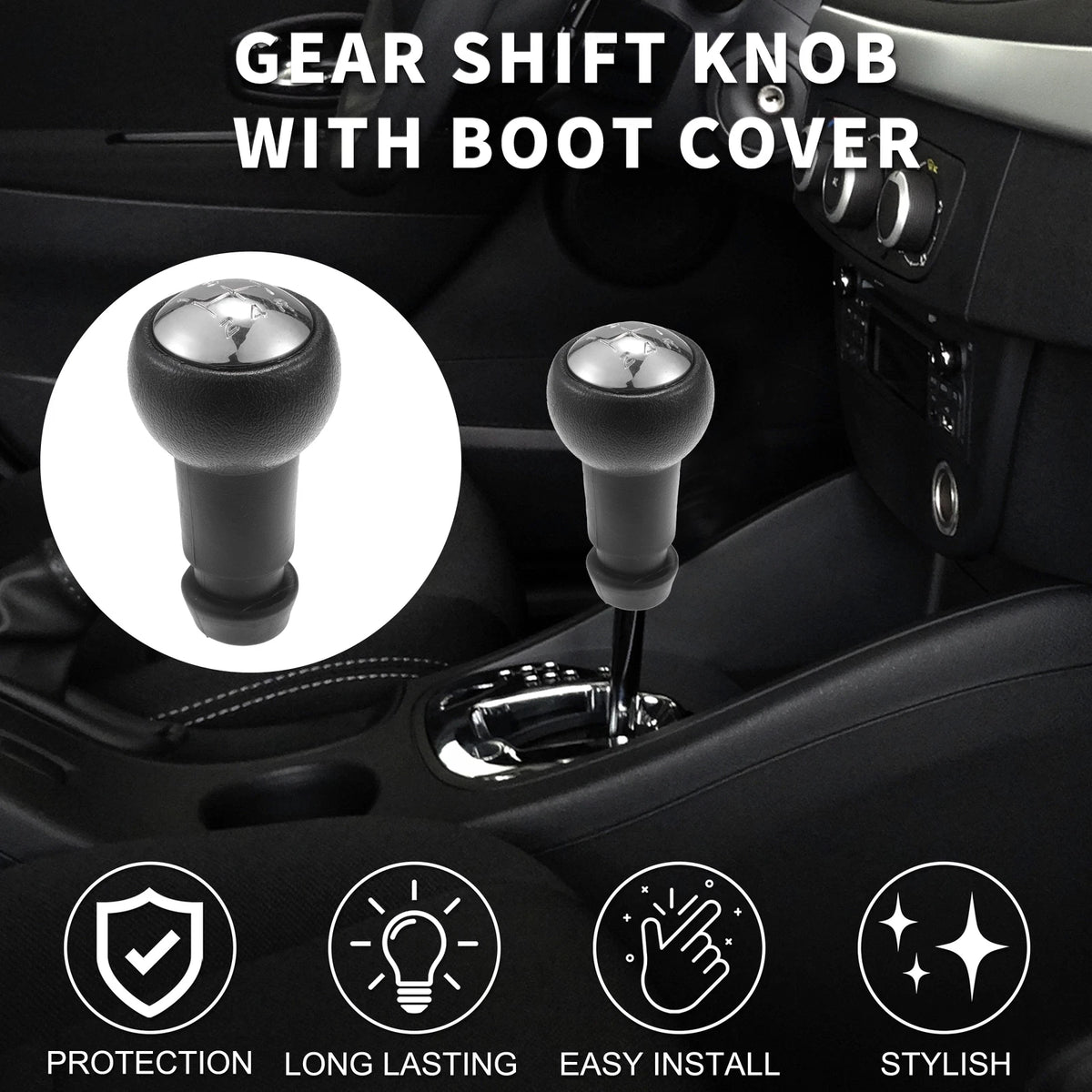 5 Speed Manual Gear Shifter Knob for Citroen C3 (2003-2022) Black Chrome