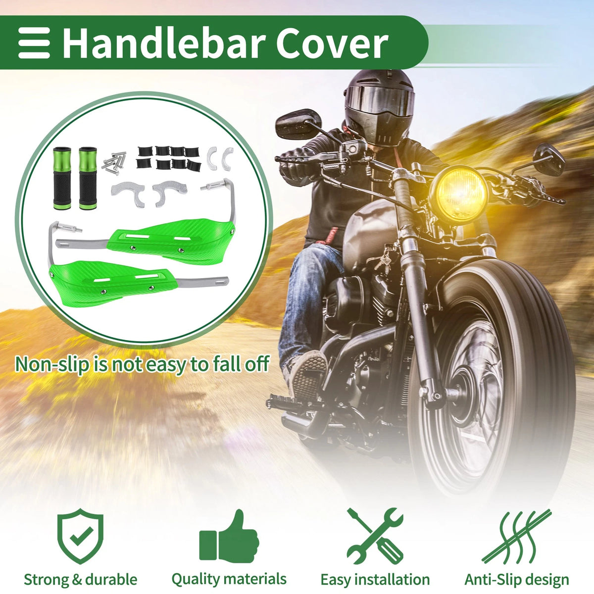 Hand Grips Cover for Motorcycle Aluminum Alloy Rubber Green