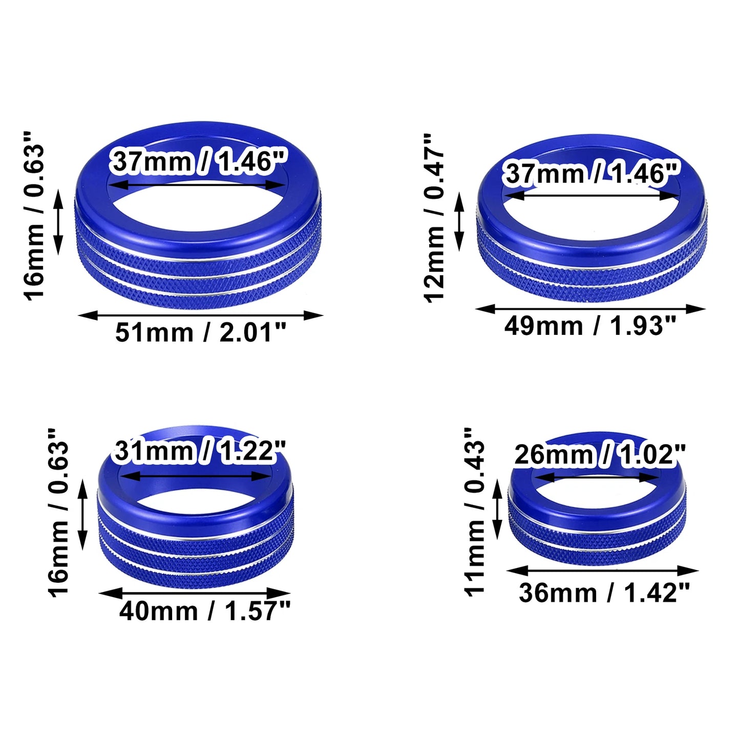 7 x Blue AC Climate Control Knob Trim Covers for Ford F-150 (2021-2022)