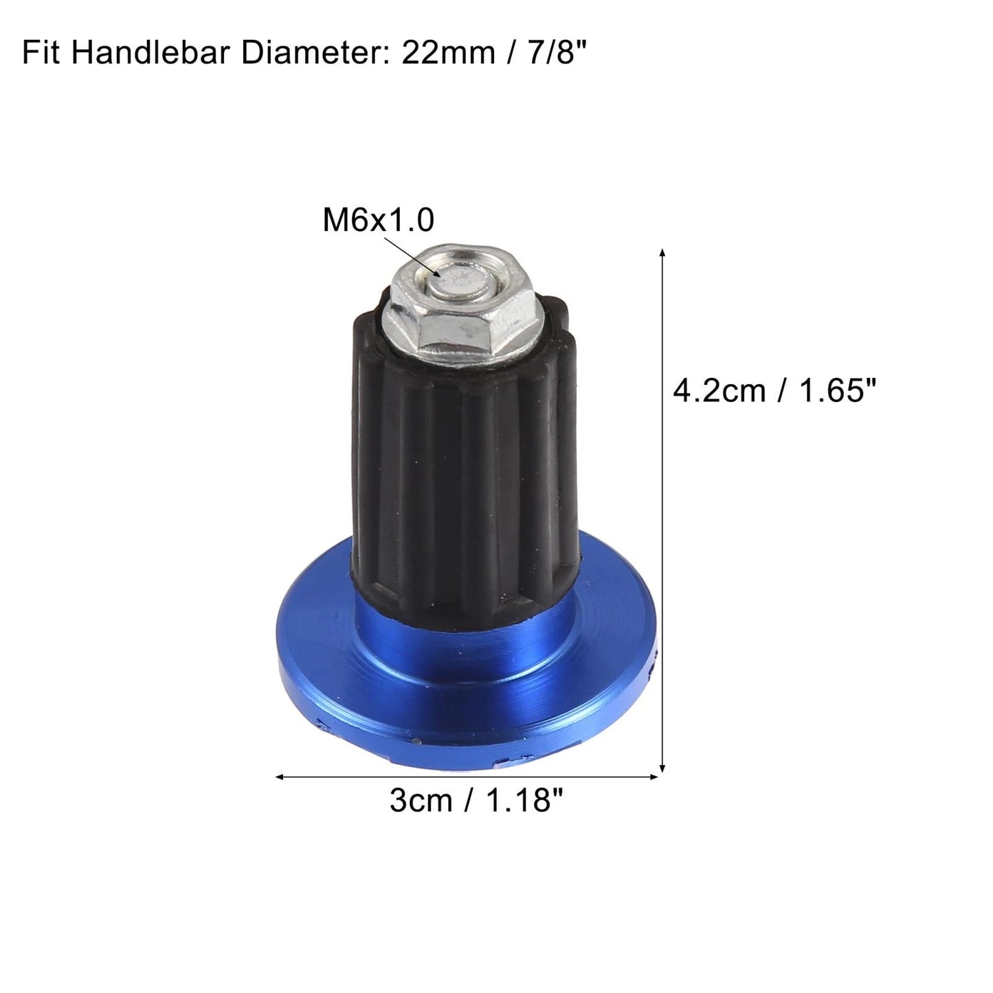 Pair 7/8\" 22mm Hand Grips End Caps Aluminum Blue for Motorcycle
