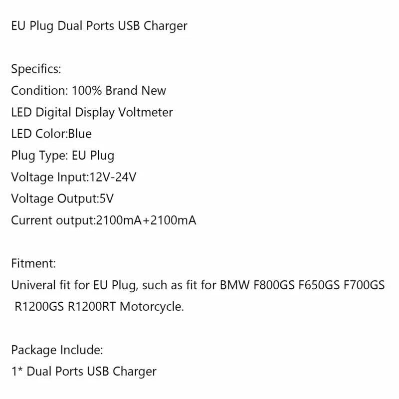 Dual USB Charger Socket for BMW F800GS/F650GS/R1200GS (2008-2018)
