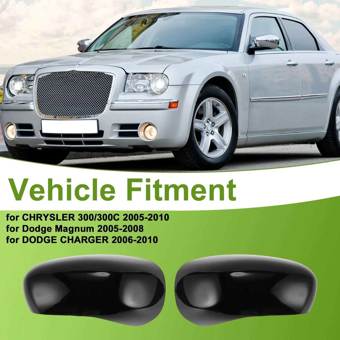 1 Pair Left Right Side Mirror Cover Cap Replacement for CHRYSLER 300/300C