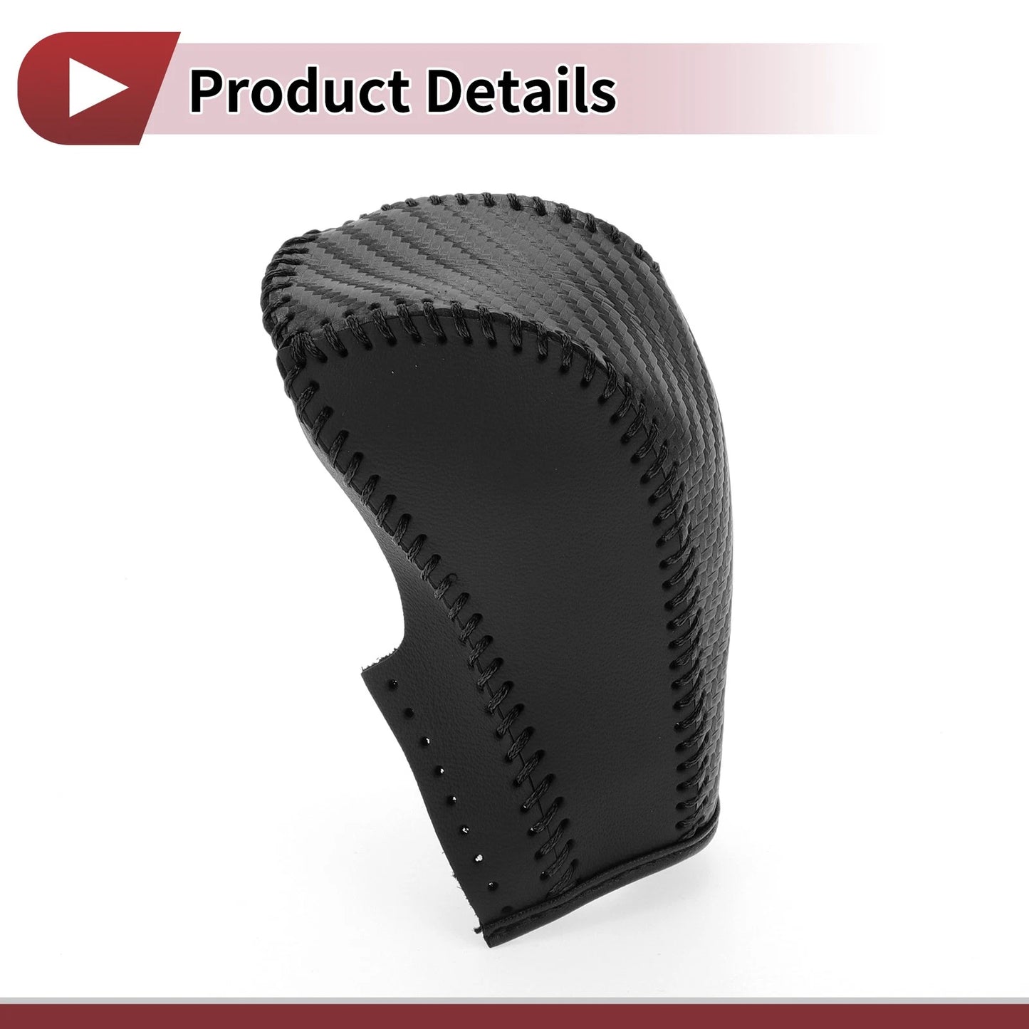 Gear Shift Knob Cover Black Carbon Fiber Faux Leather for Chevrolet