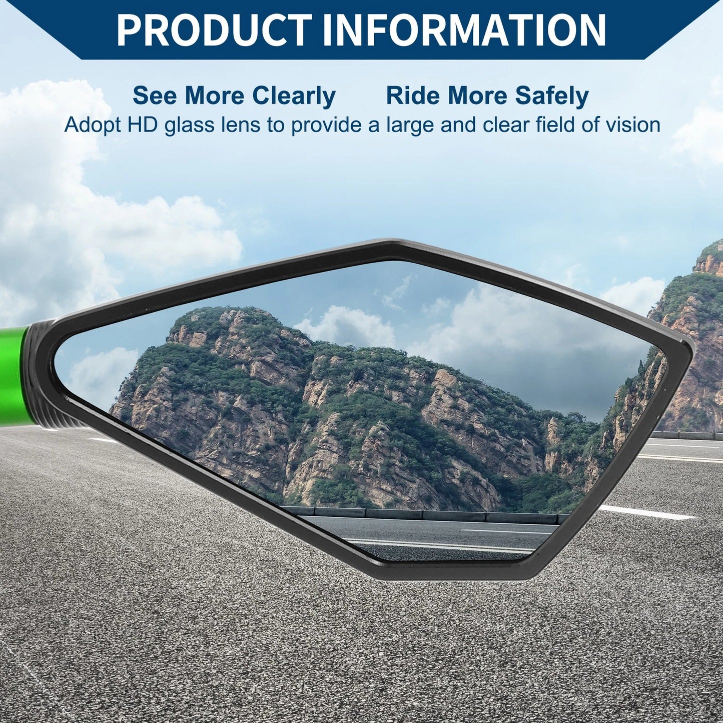 M8/M10 Rear View Mirror Prismatic Black Green Aluminum for M8/M10 Motorcycle