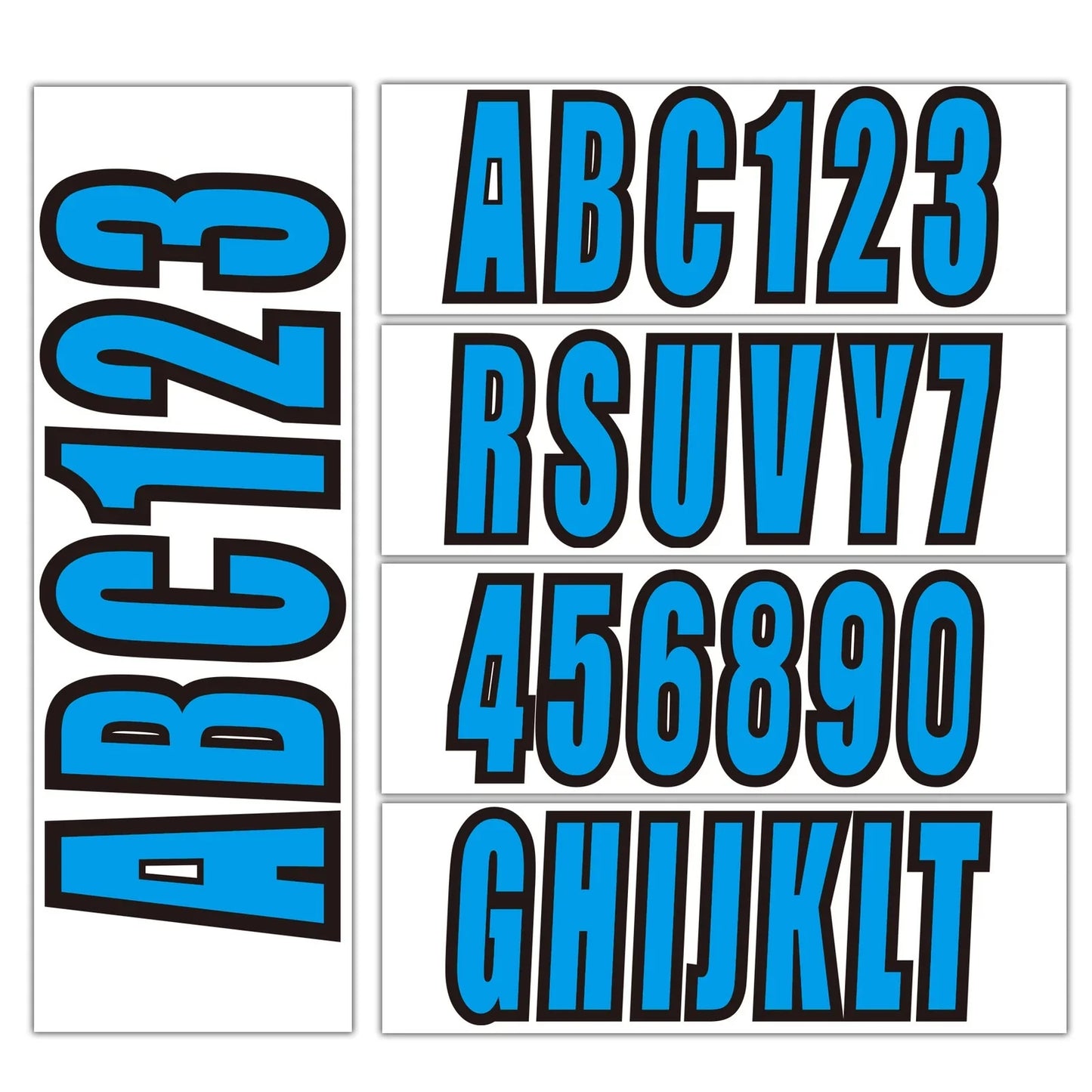 Custom 3" Blue Boat Registration Numbers & Letters 4-Pack for Boats/Jetskis