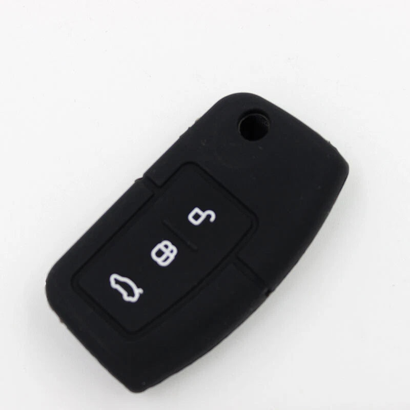 Black Silicone FOB Key Case Cover Fit For Ford Focus Mondeo Fiesta