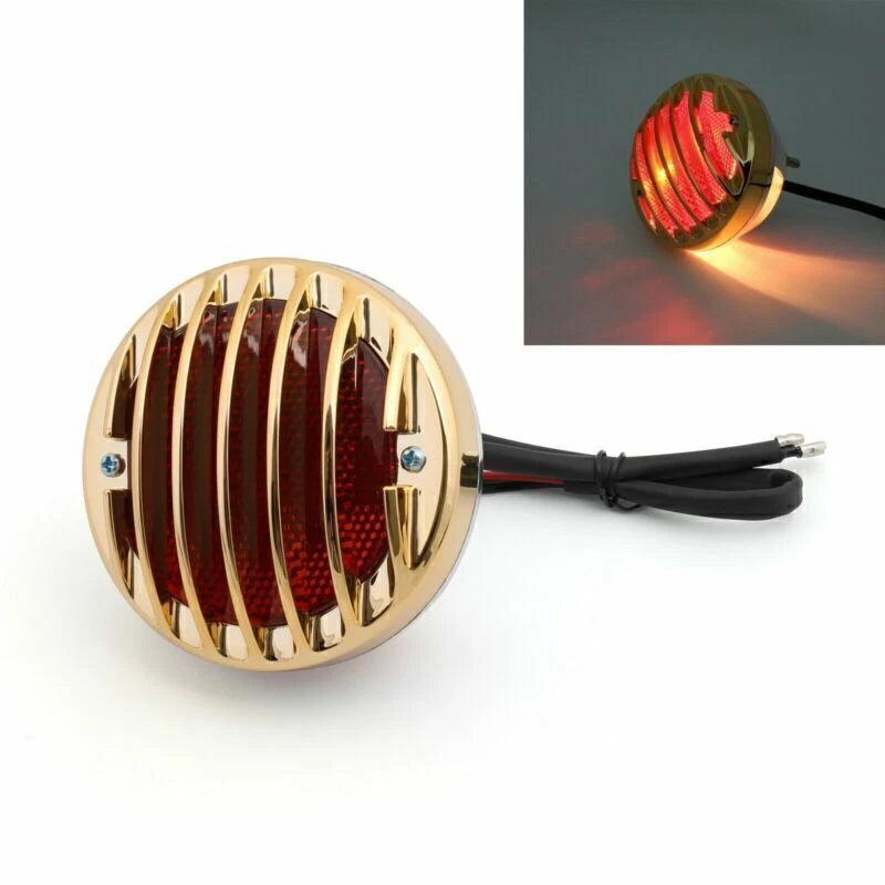 Gold Round Motorcycle Tail Light for Bob Chopper Rat