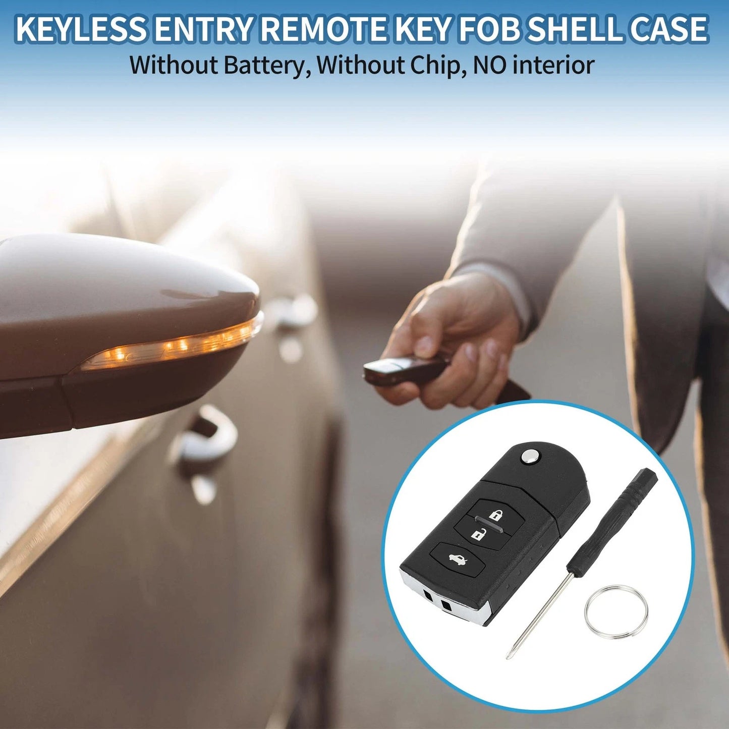 3 x Keyless Entry Remote Fob Shell Case for Mazda 3, 6, MX5, RX8 (2004-2020)